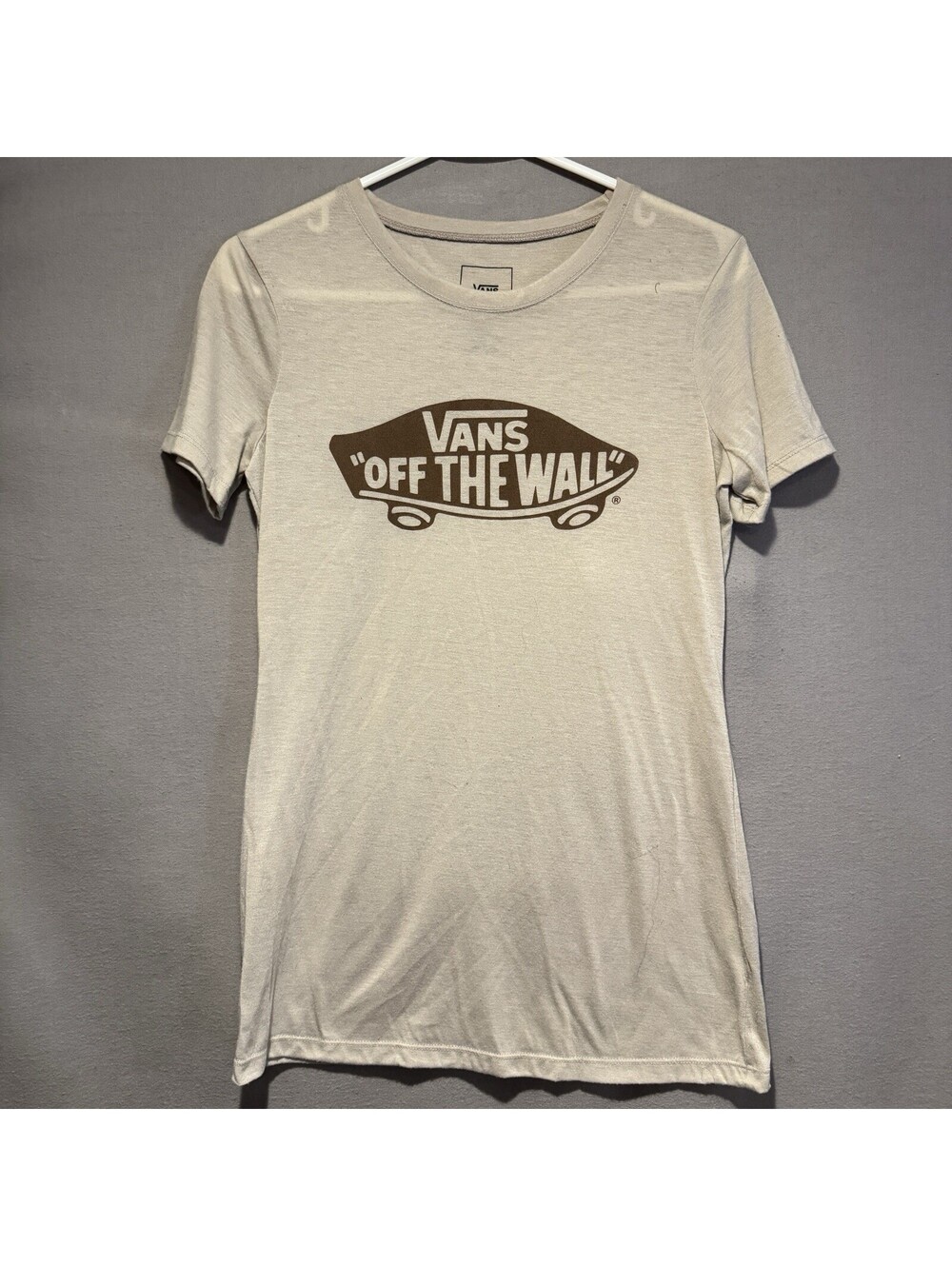 Vans  Women’s Off The Wall T-shirt Skateboard Logo Classic Fit Size Medium Beige
